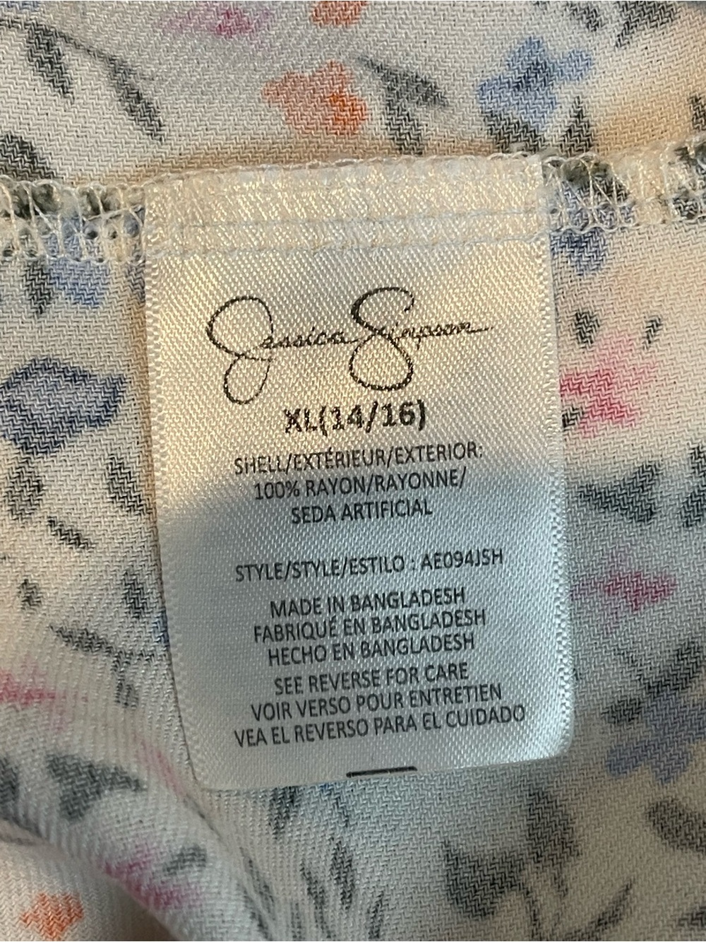 Jessica Simpson Girls Cream Dress with Blue and Peach Floral Print XL (14/16) - Picture 8 of 12